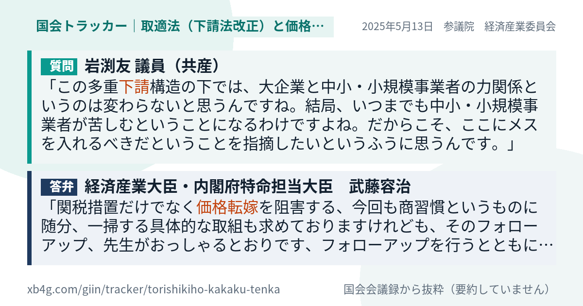 質問と答弁のカード
