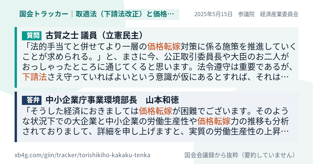 質問と答弁のカード