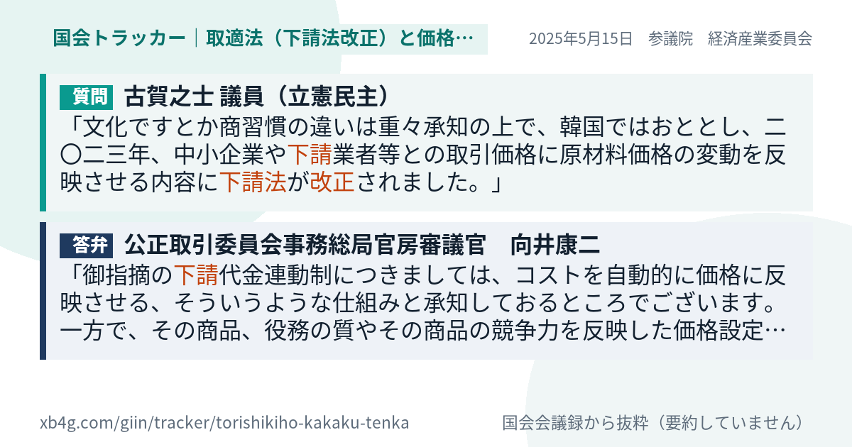 質問と答弁のカード