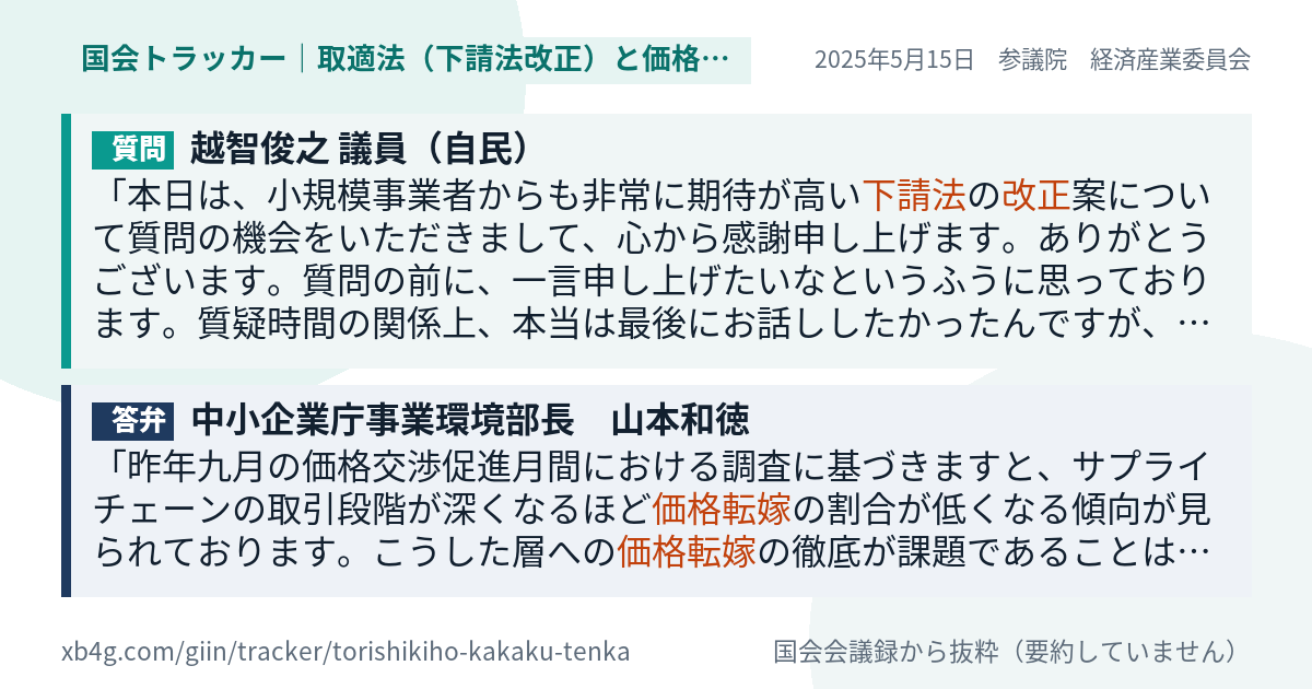 質問と答弁のカード