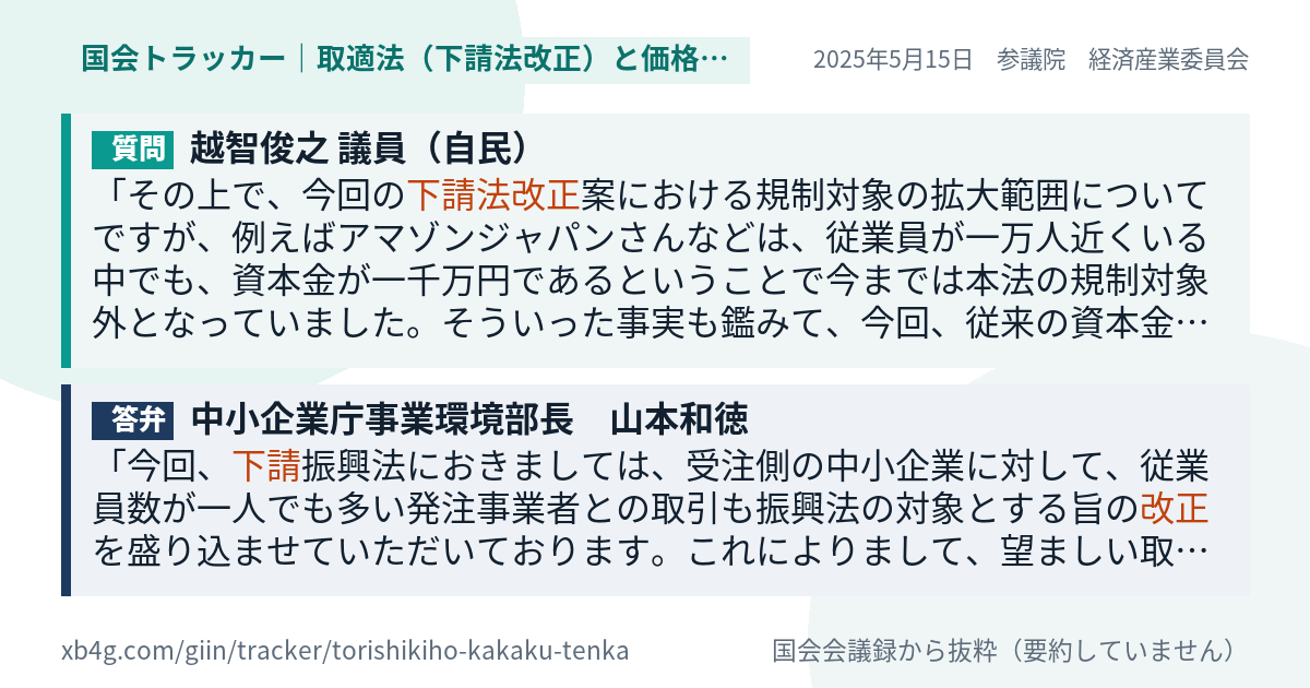 質問と答弁のカード