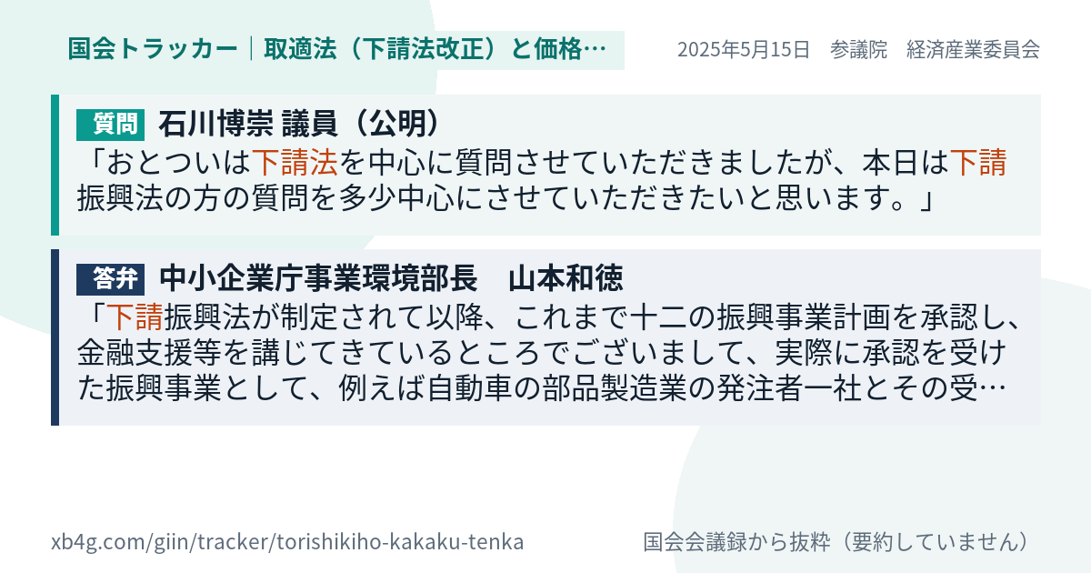 質問と答弁のカード