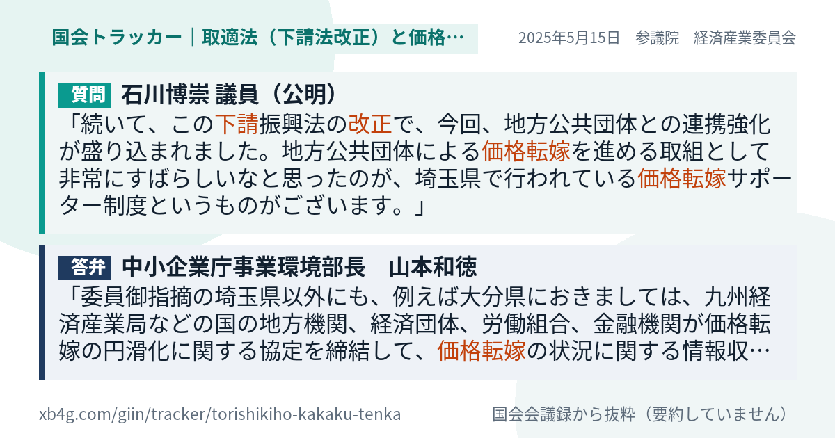 質問と答弁のカード