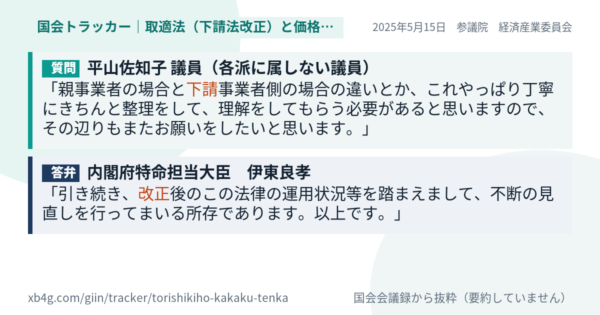 質問と答弁のカード