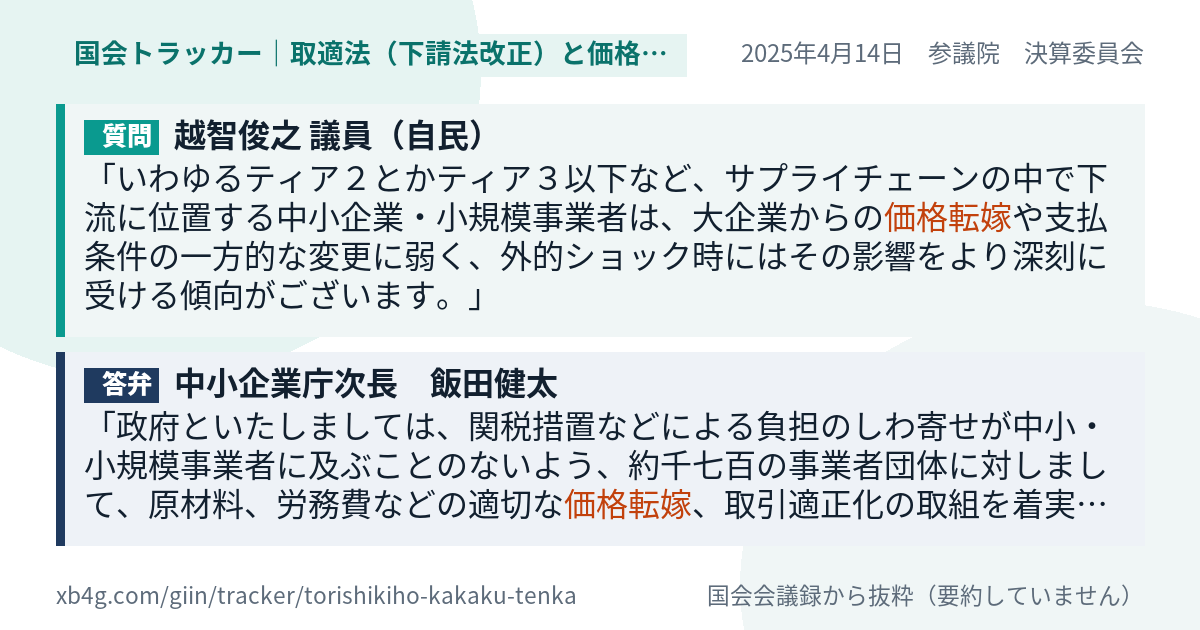 質問と答弁のカード