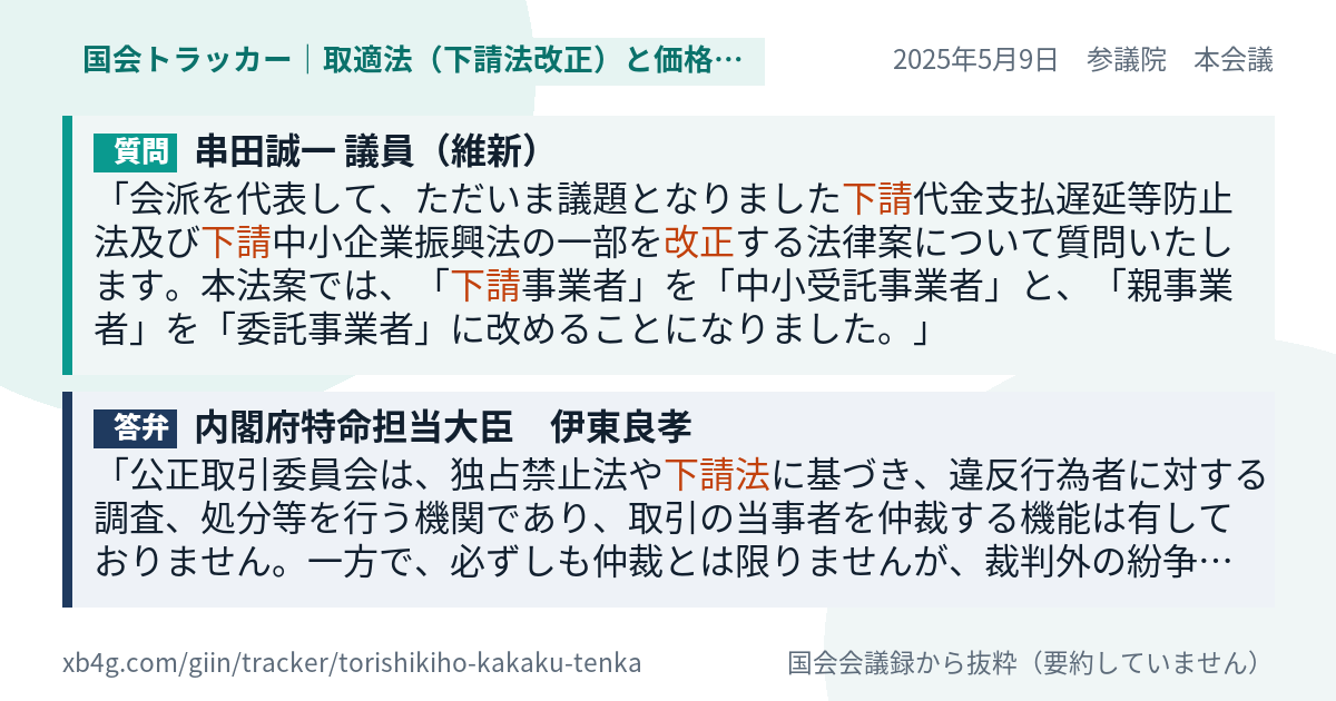 質問と答弁のカード