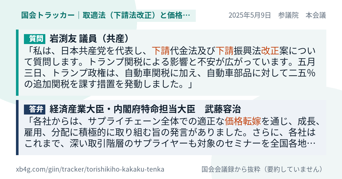 質問と答弁のカード