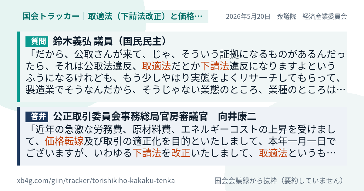 質問と答弁のカード