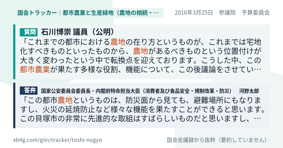 質問と答弁のカード