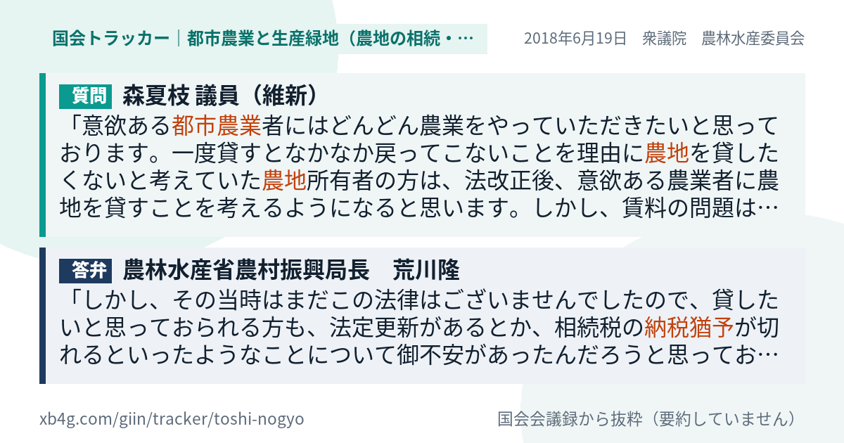質問と答弁のカード