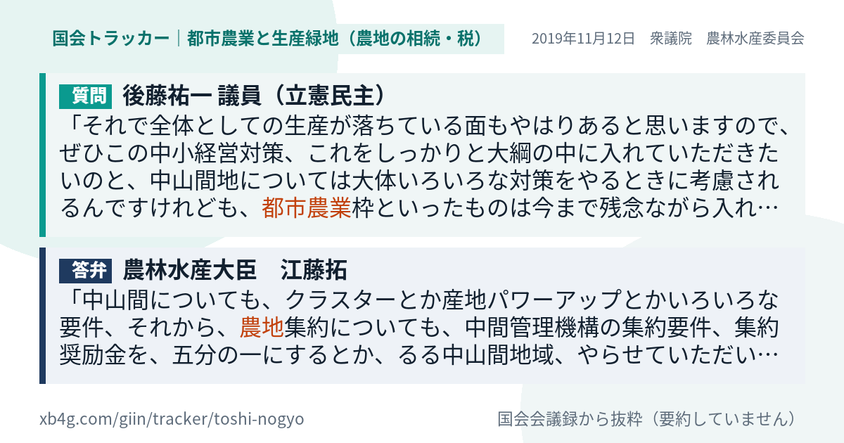 質問と答弁のカード