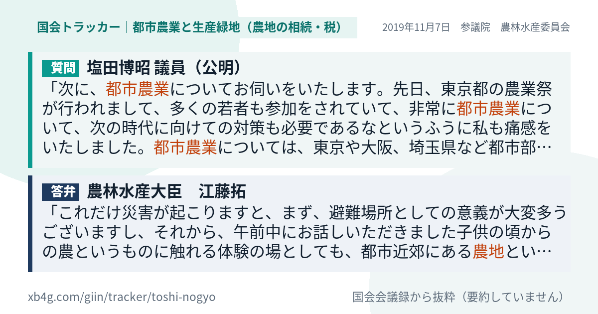 質問と答弁のカード