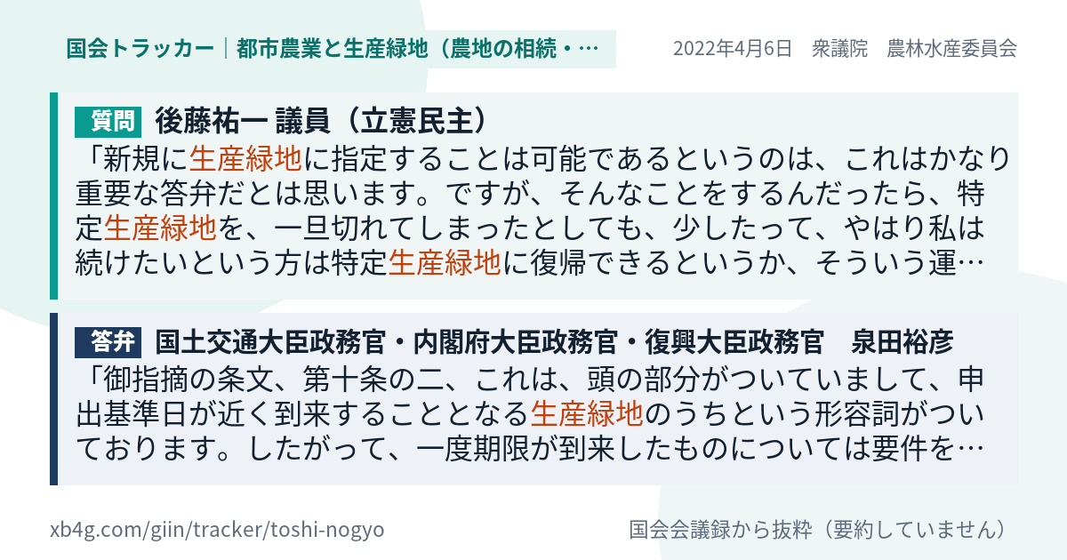質問と答弁のカード