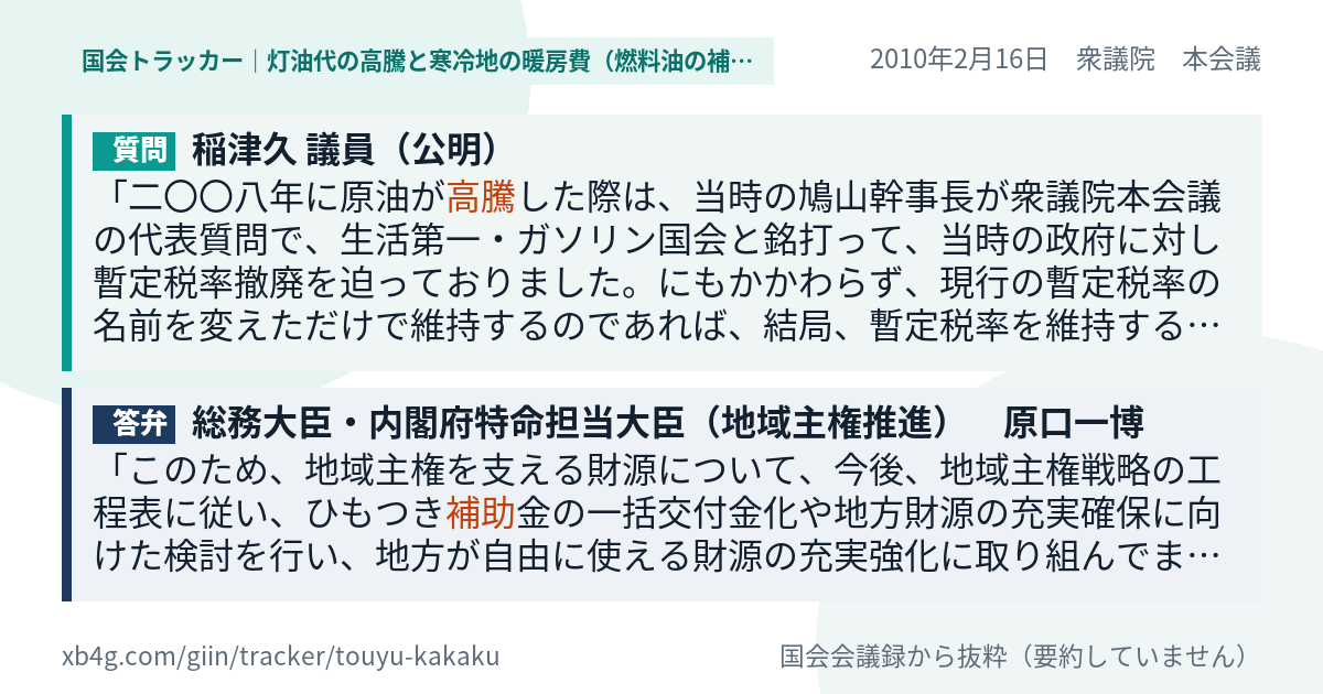 質問と答弁のカード