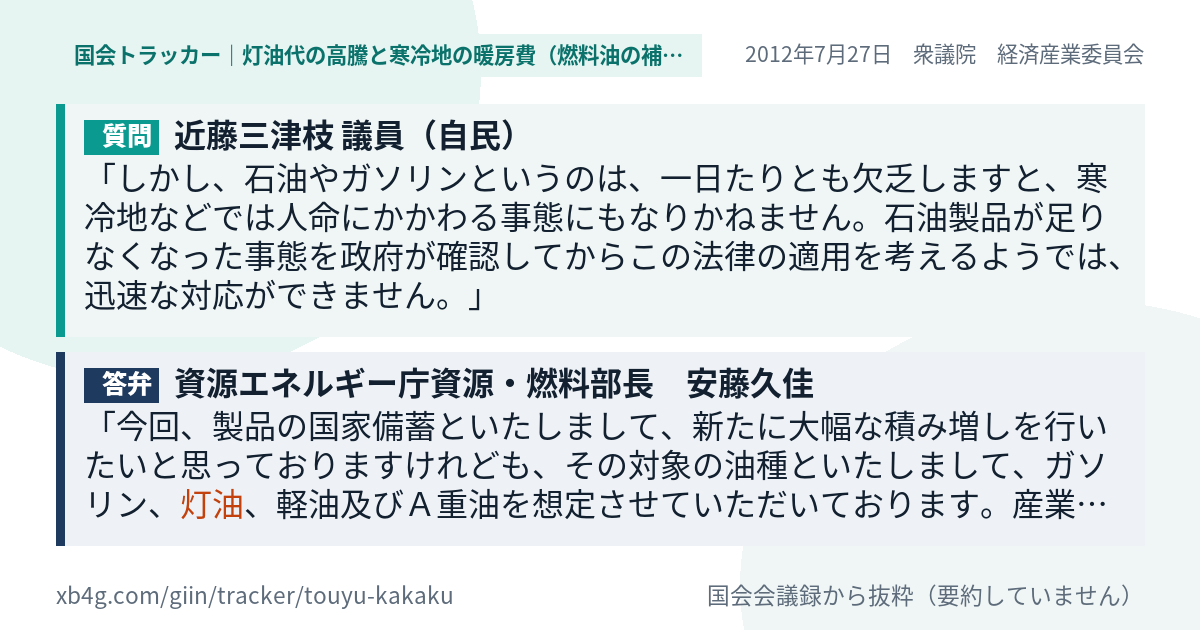 質問と答弁のカード