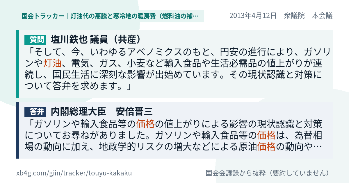 質問と答弁のカード