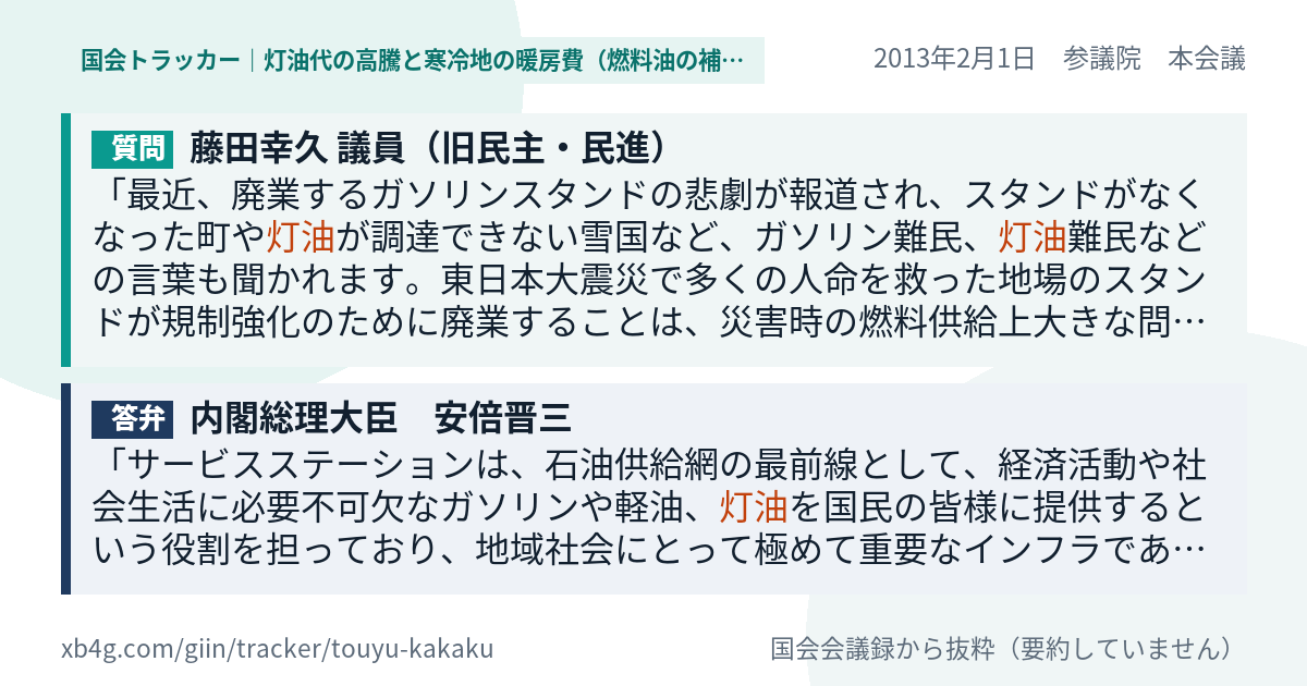 質問と答弁のカード