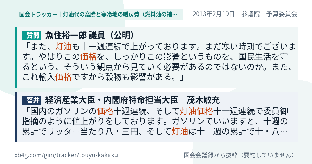 質問と答弁のカード