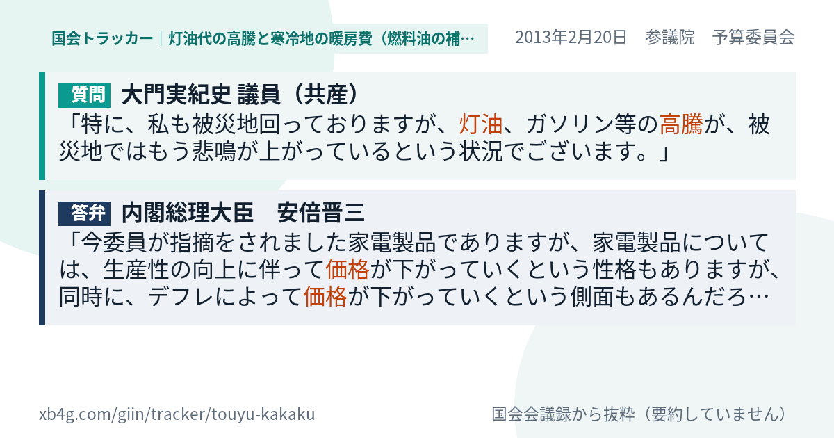 質問と答弁のカード