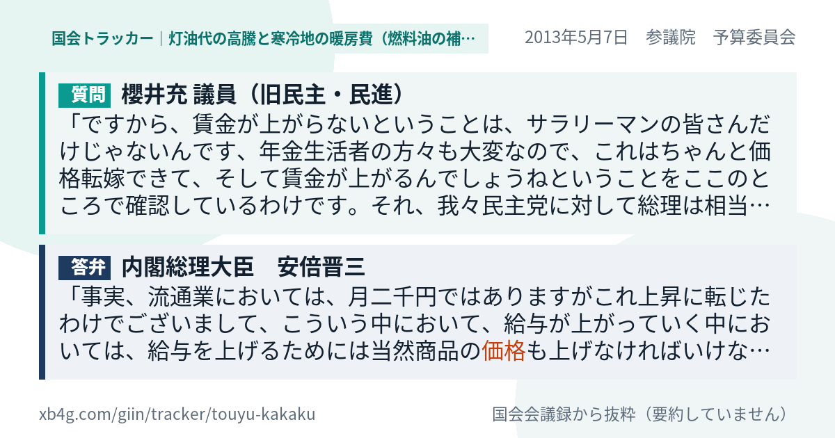 質問と答弁のカード