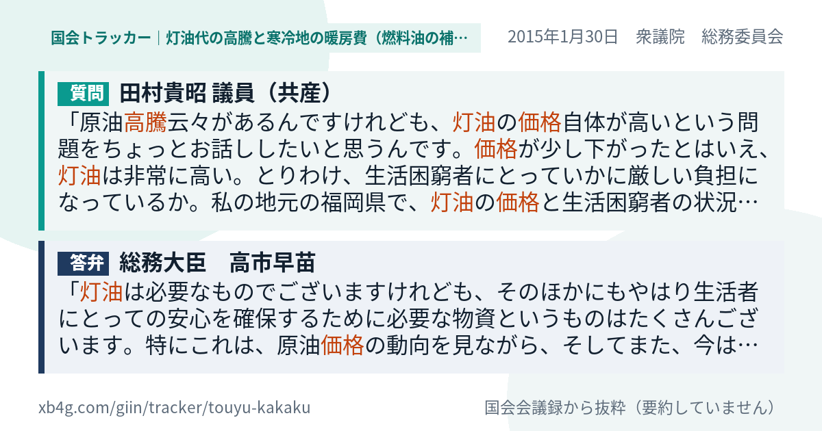 質問と答弁のカード