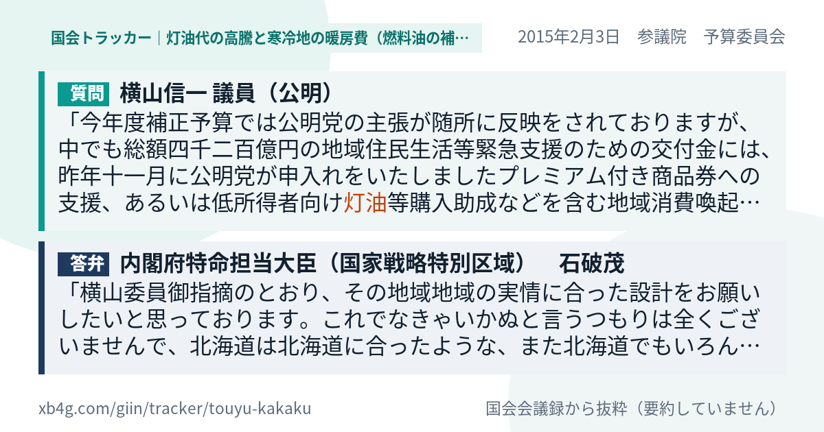 質問と答弁のカード