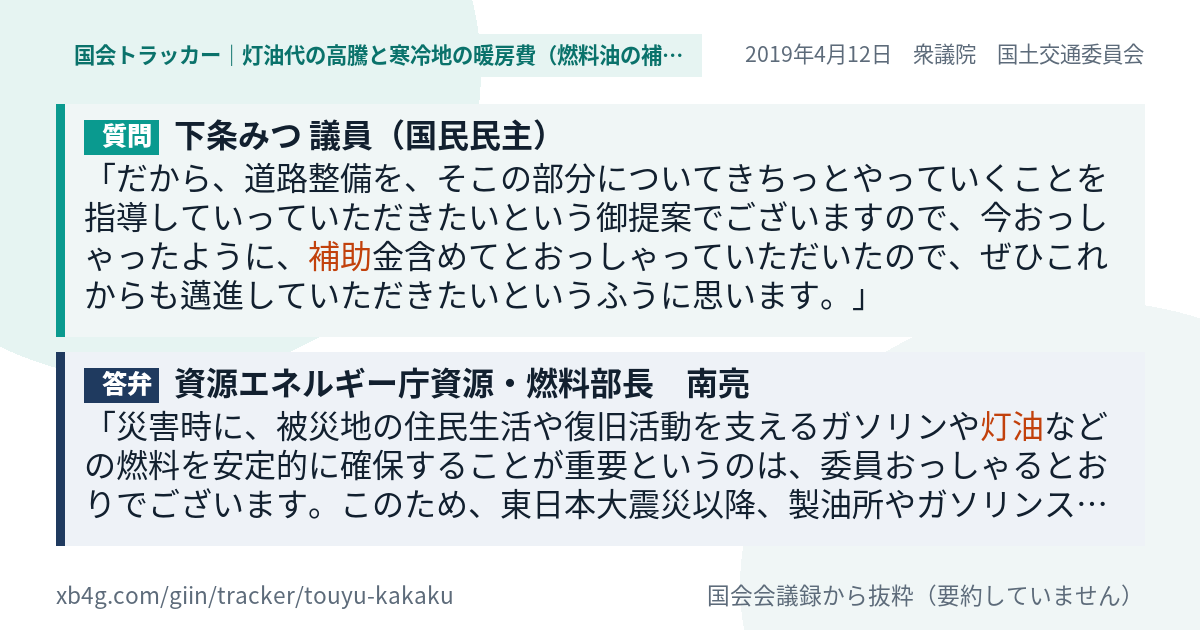 質問と答弁のカード