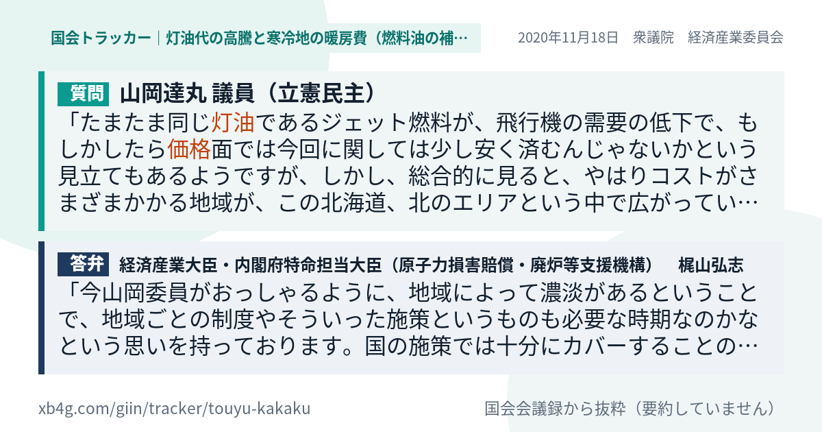 質問と答弁のカード
