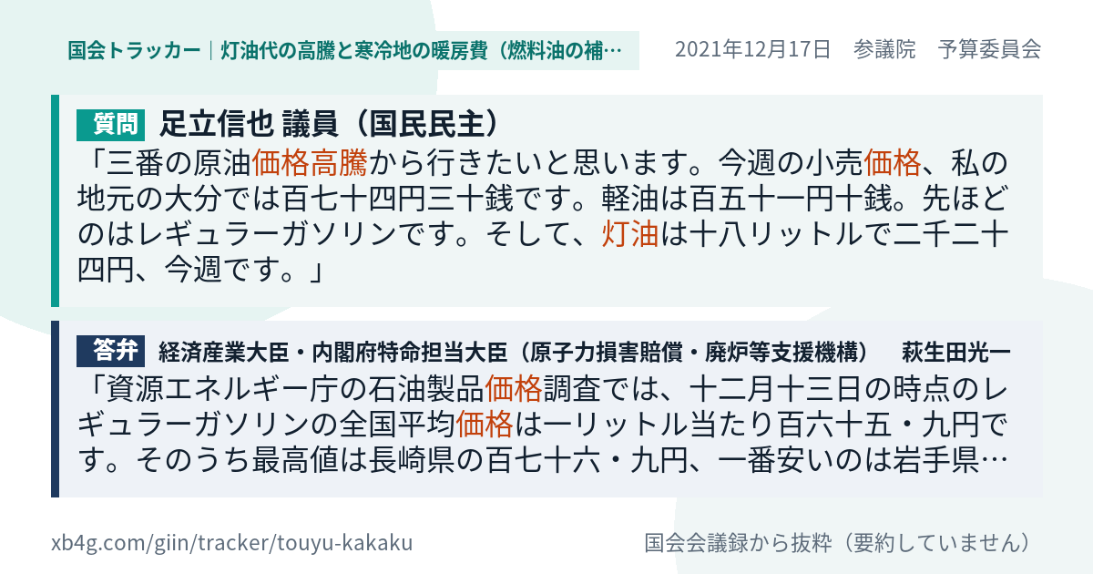 質問と答弁のカード