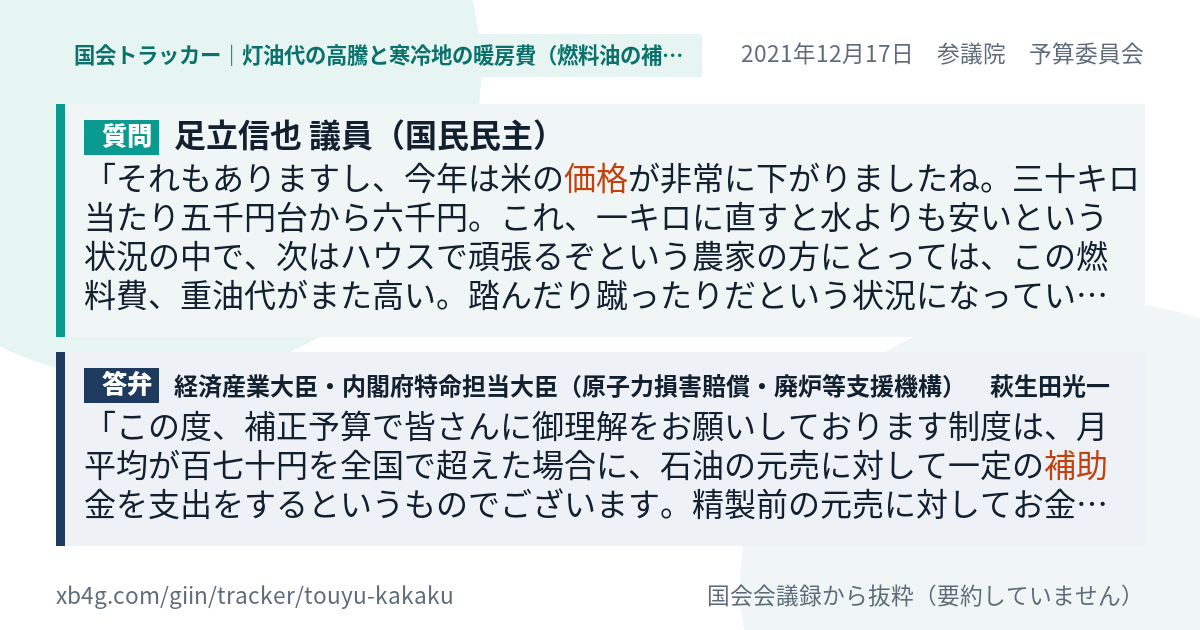質問と答弁のカード