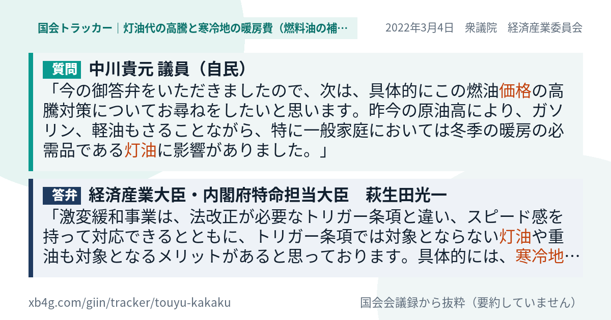 質問と答弁のカード