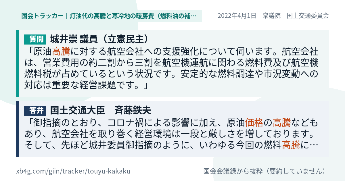 質問と答弁のカード