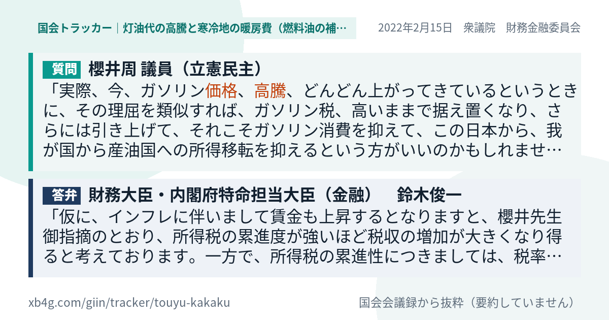 質問と答弁のカード