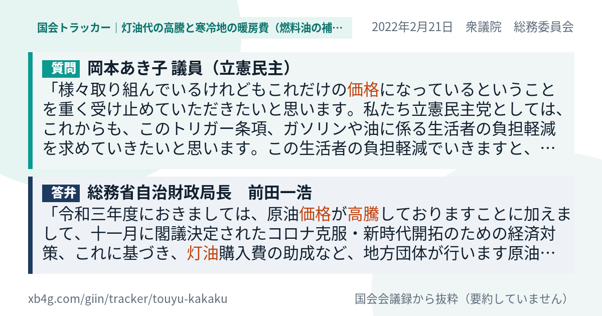質問と答弁のカード
