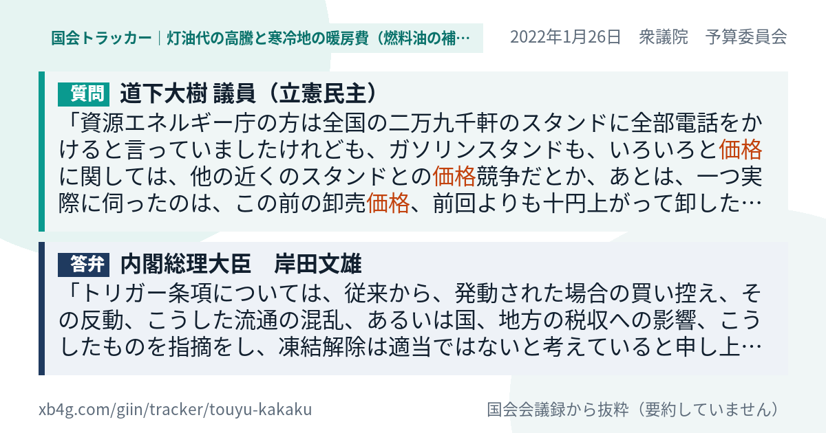 質問と答弁のカード