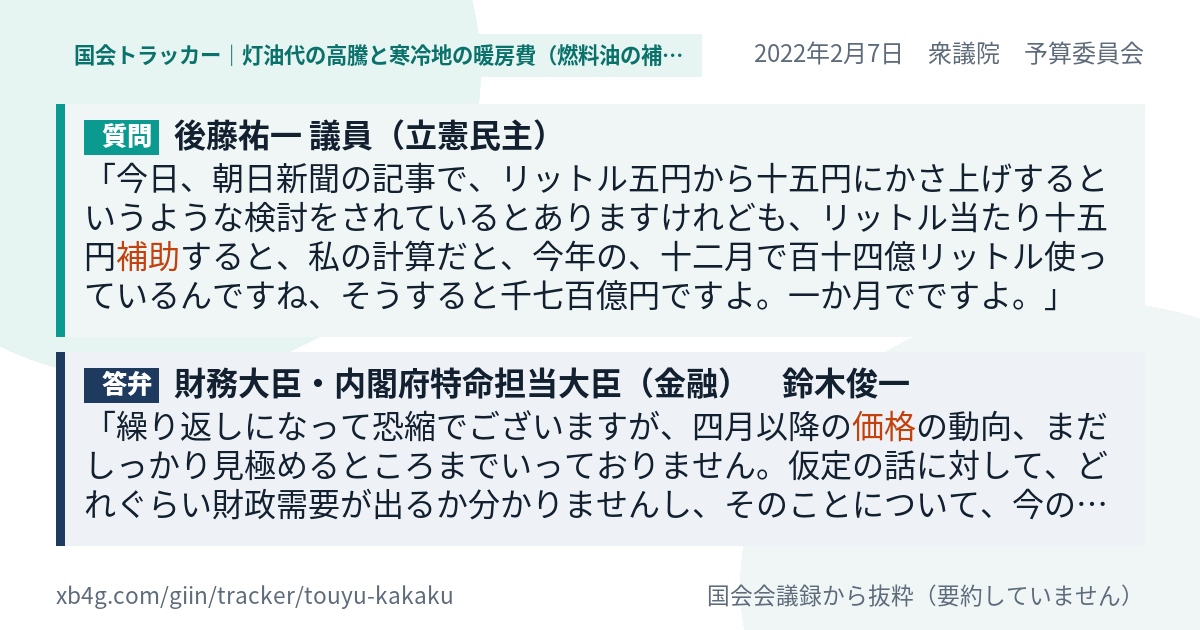 質問と答弁のカード