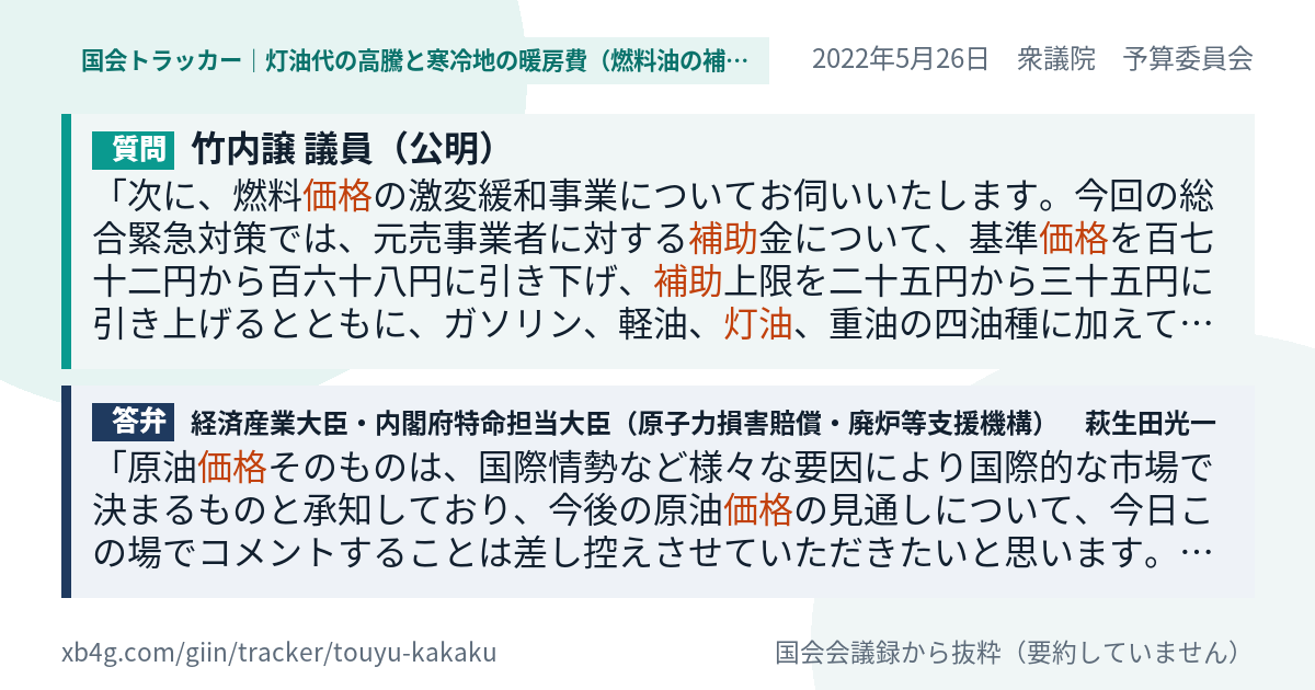 質問と答弁のカード