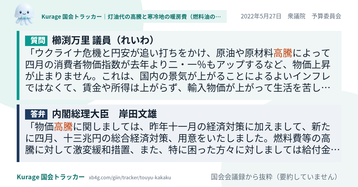 質問と答弁のカード