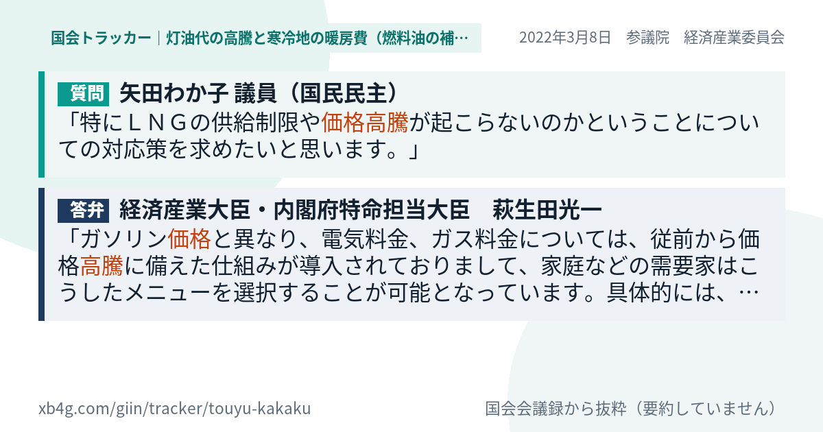 質問と答弁のカード