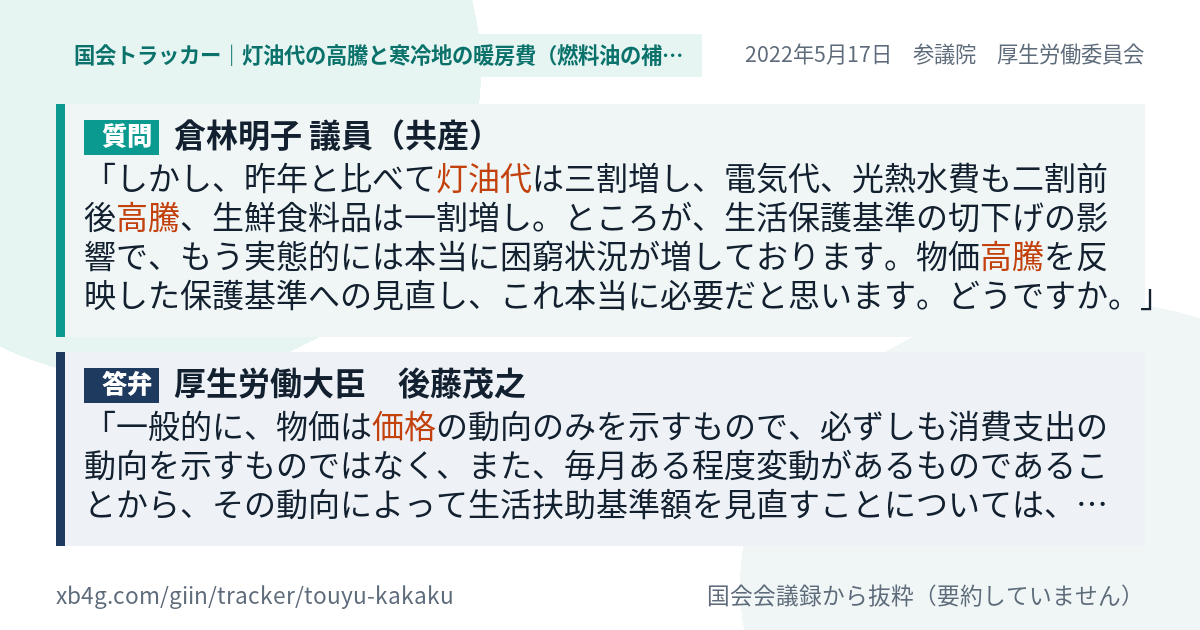 質問と答弁のカード