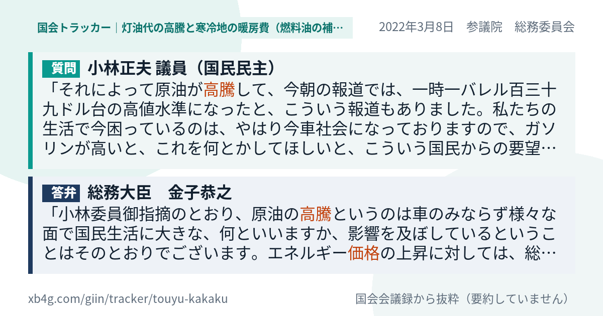 質問と答弁のカード