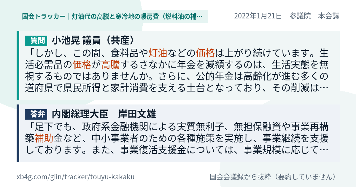質問と答弁のカード