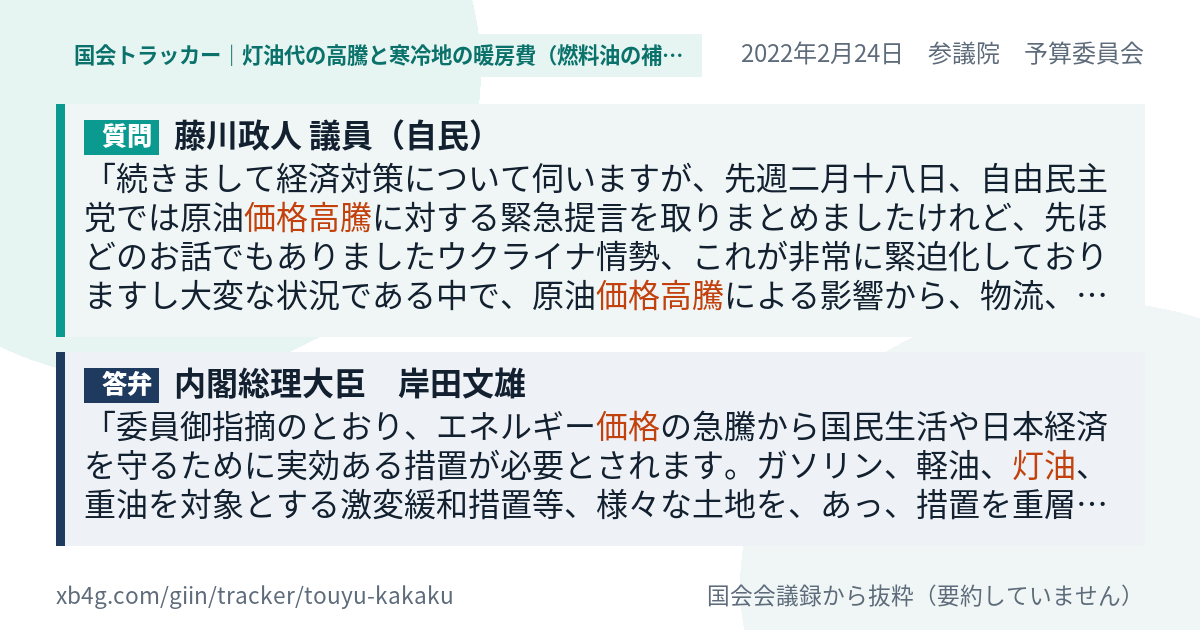 質問と答弁のカード