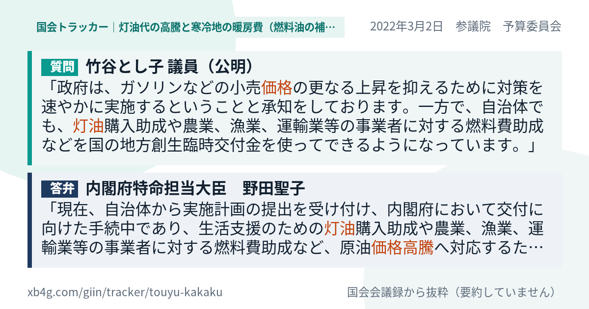 質問と答弁のカード