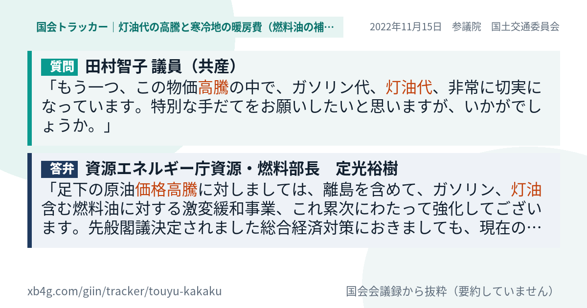質問と答弁のカード