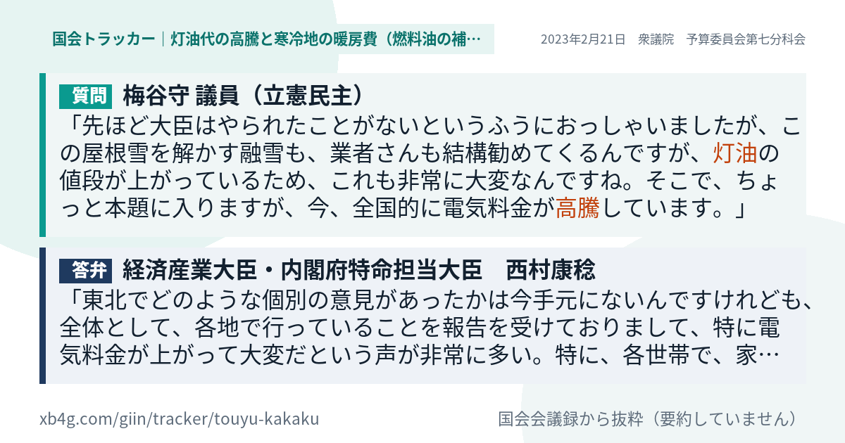 質問と答弁のカード