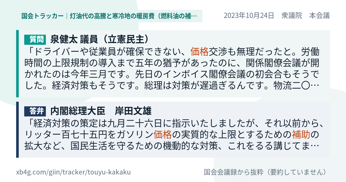 質問と答弁のカード