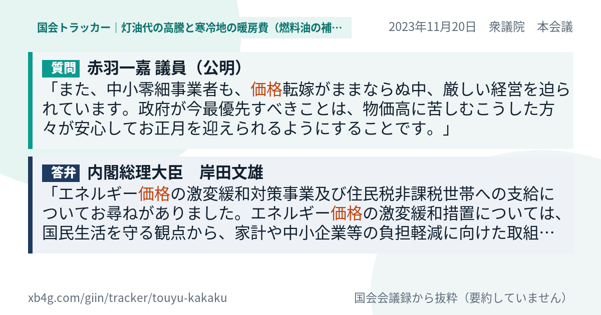 質問と答弁のカード
