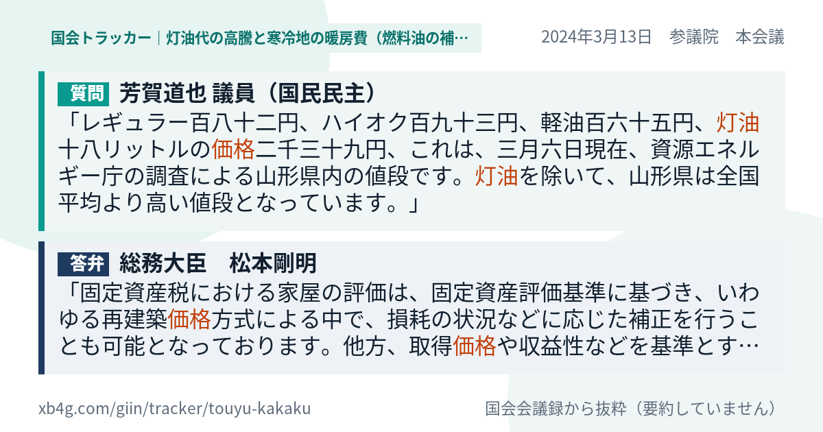 質問と答弁のカード