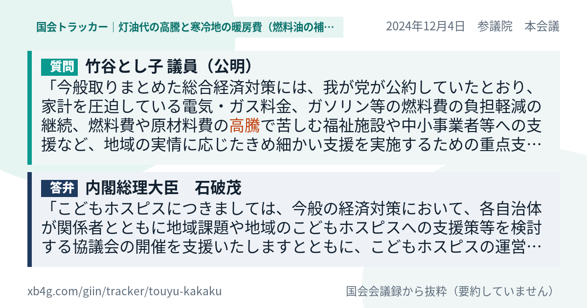 質問と答弁のカード